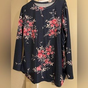 XL long sleeve Navy with flowers women’s shirt